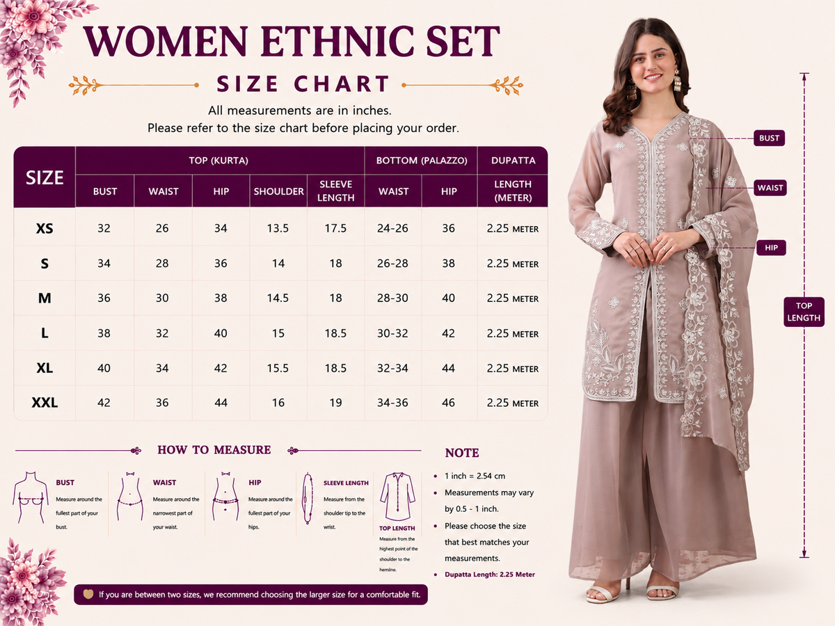 LooksValley Beige Georgette Embroidered Kurta Set with Palazzo & Dupatta | Elegant Party Wear Ethnic Suit for Women (Copy)