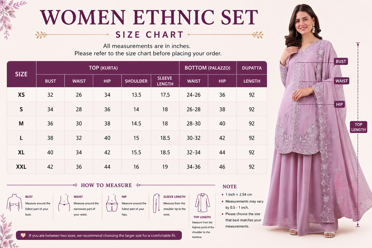 LooksValley Lavender Georgette Embroidered Kurta Set with Palazzo & Dupatta | Elegant Party Wear Ethnic Suit for Women