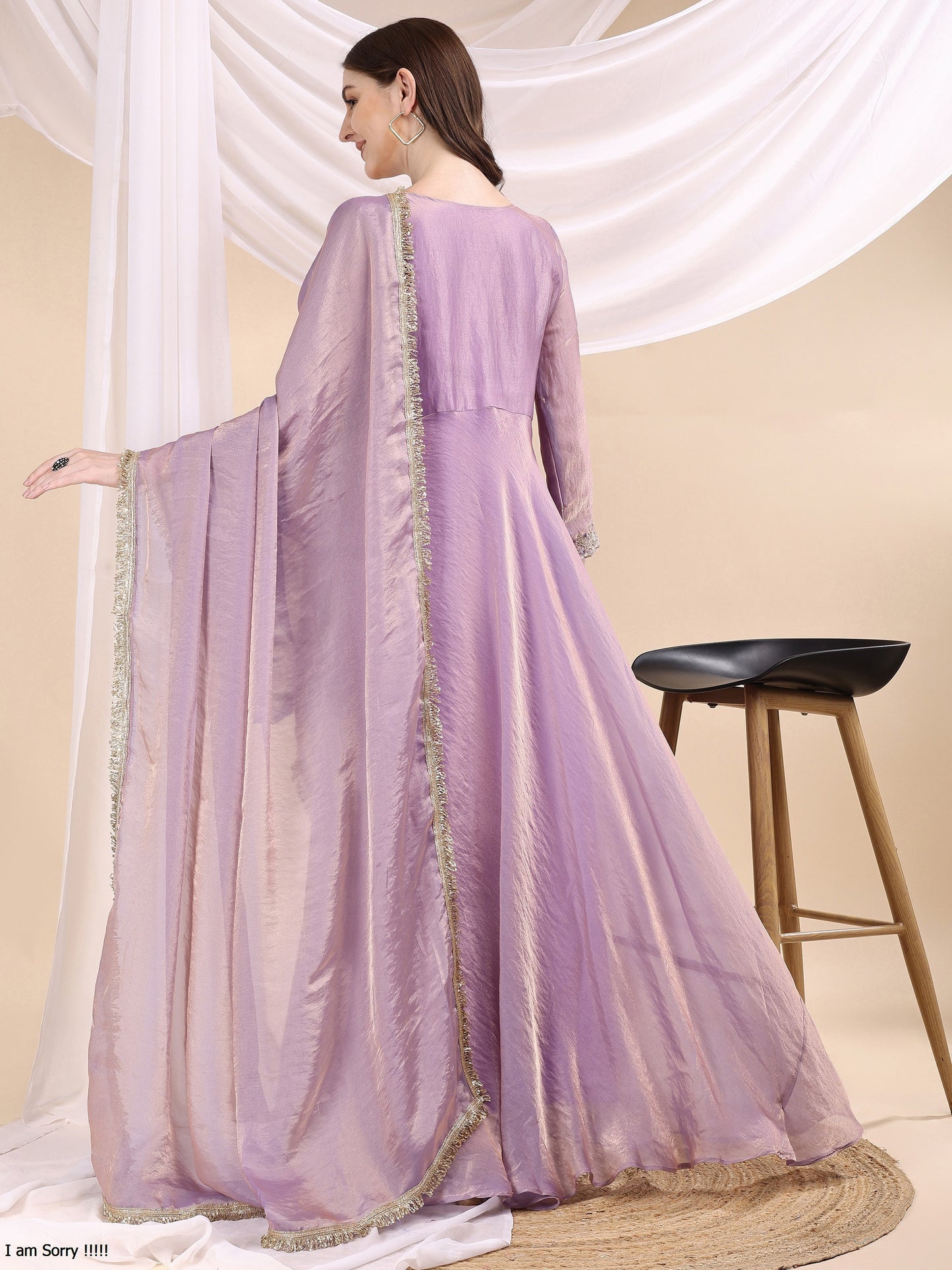 Lavender Embroidered Anarkali Gown with Dupatta