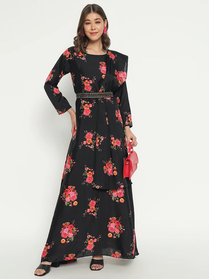 Women's Floral Printed Maxi Dress with Dupatta