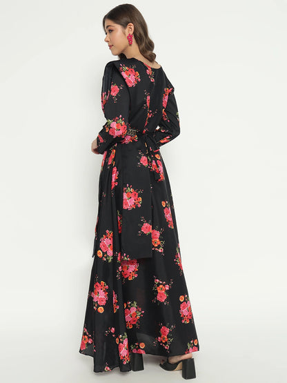 Women's Floral Printed Maxi Dress with Dupatta