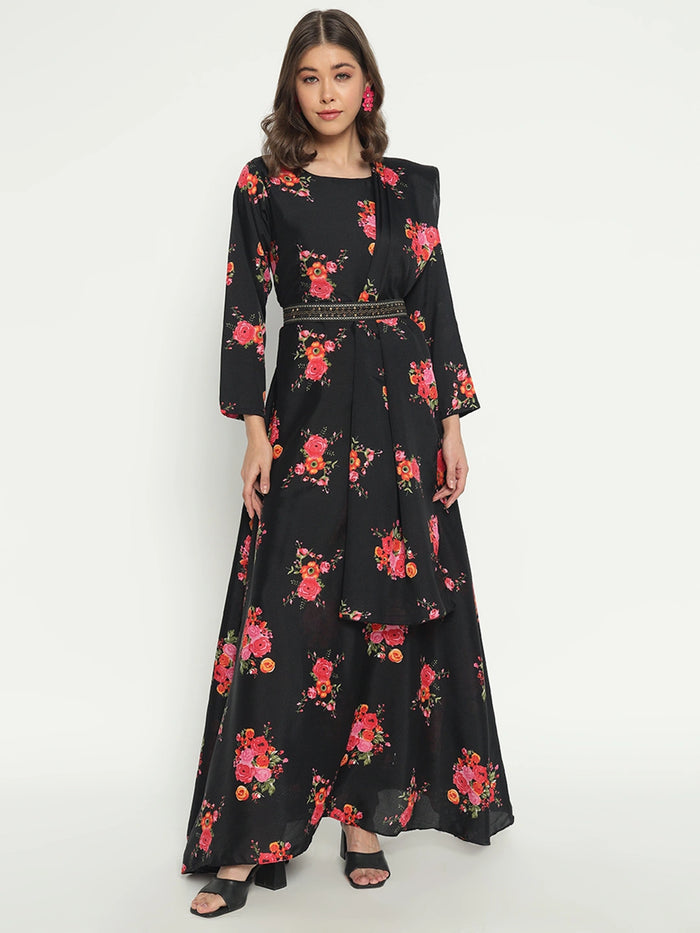 Women's Floral Printed Maxi Dress with Dupatta