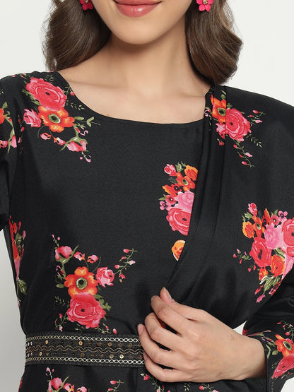 Women's Floral Printed Maxi Dress with Dupatta