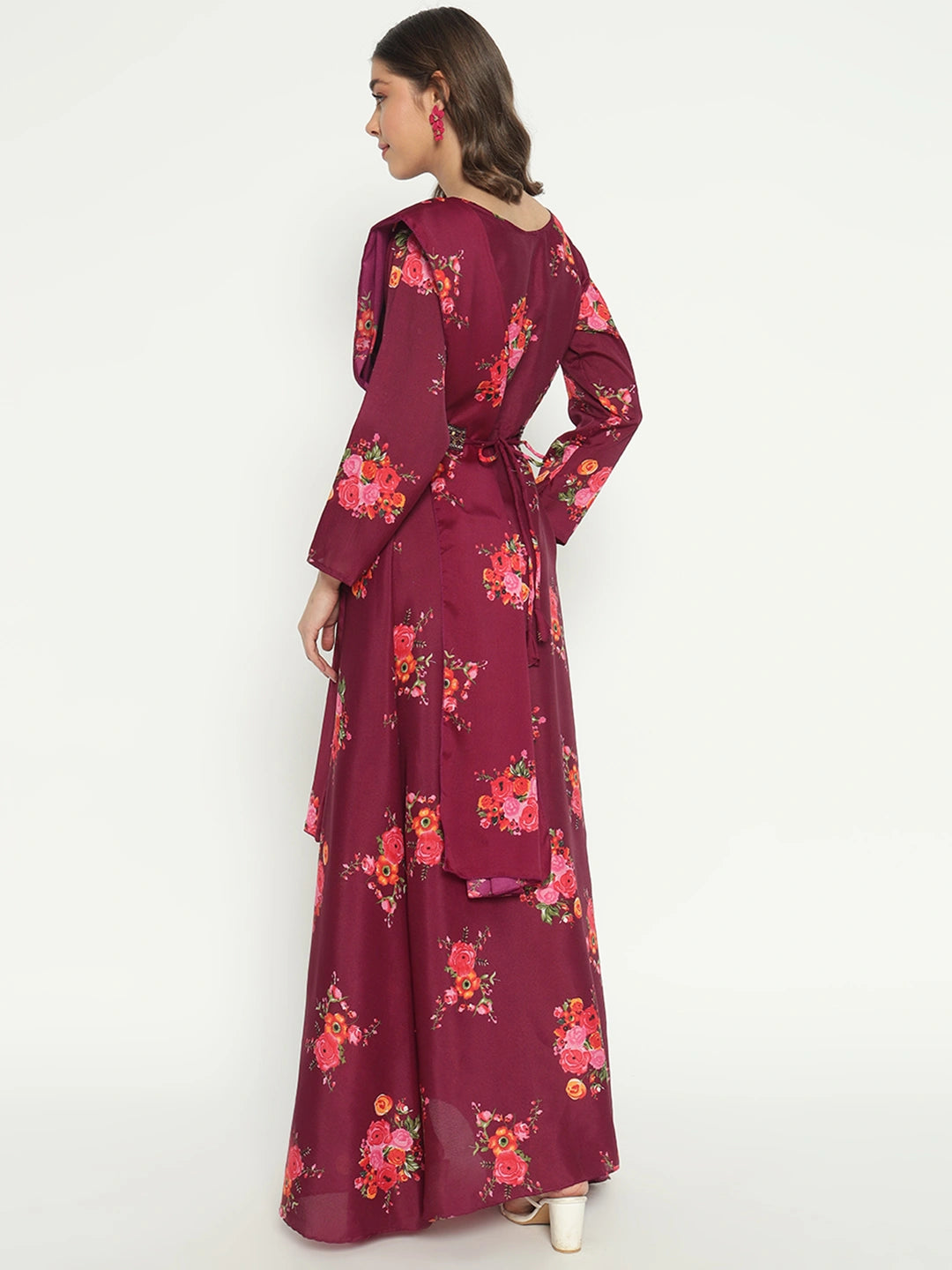 Women's Floral Printed Maxi Dress with Dupatta