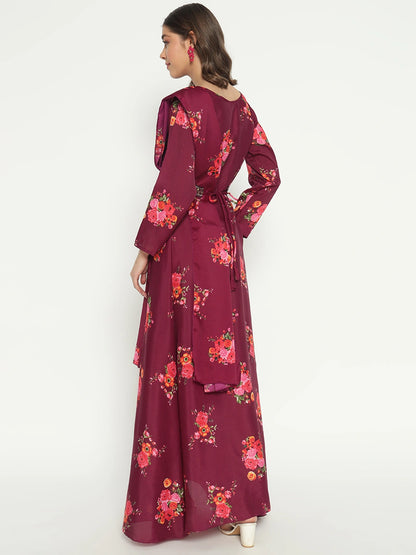 Women's Floral Printed Maxi Dress with Dupatta